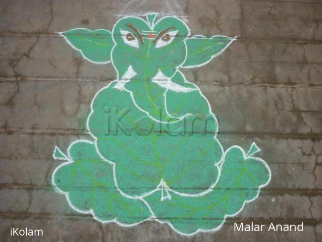 Rangoli: Greeny Leaf Vinayagar