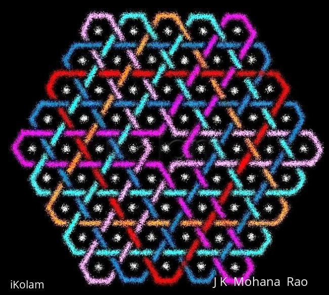 Rangoli: Hexagonal chikku kOlam - 9 Rangoli: Hexagonal chikku kOlam - 9