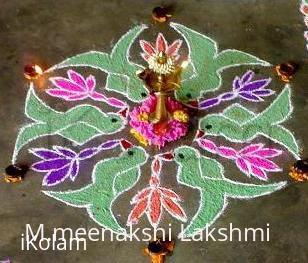 Rangoli: Parrot kolam 