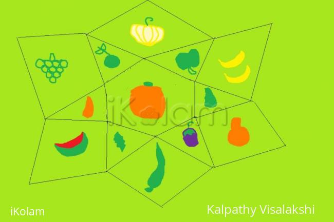 Rangoli: Fruits and veggies for the ikolam garden
