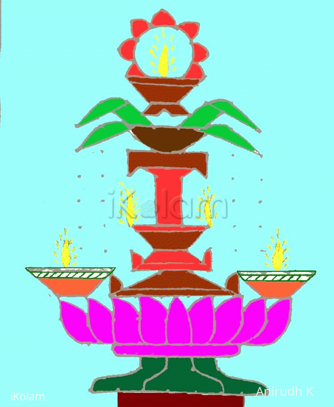 Rangoli: Deepada Kamba - lamp stand Rangoli: Deepada Kamba - lamp stand