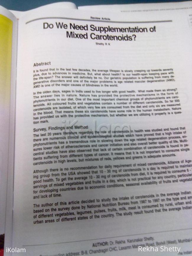 Rangoli: Ist page of my published article Rangoli: Ist page of my published article