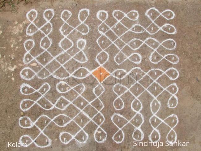 Rangoli: Simple 9x9 Chikkal Rangoli: Simple 9x9 Chikkal