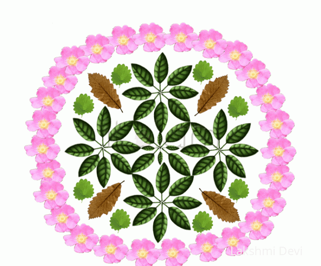Rangoli: Leaves and flowers
