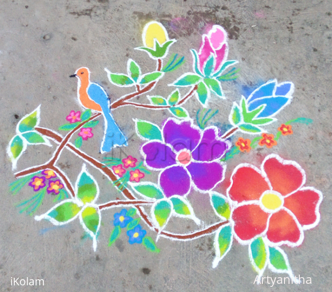 Rangoli: Freehand rangoli Bird