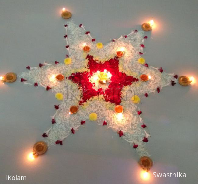 Rangoli: Pookolam done for Karthigai