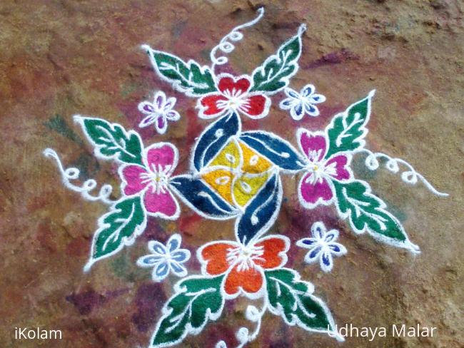 Rangoli: Dotted flower design Rangoli: Dotted flower design