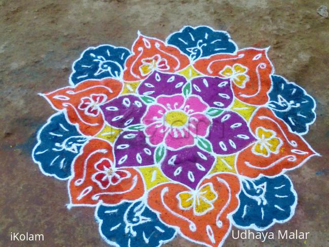 Rangoli: Free hand flower and peacock design