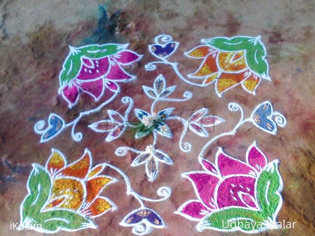 Rangoli: Dotted flower design