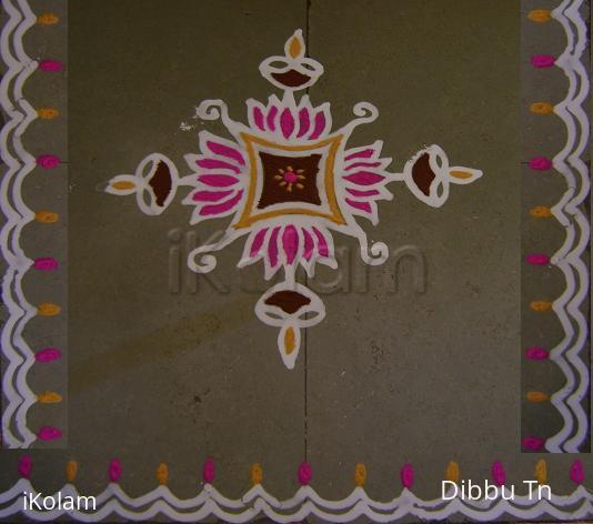 Rangoli: Simple maakolam with colors