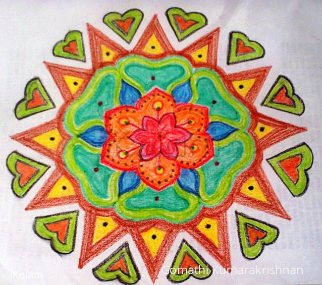 Rangoli: Margazhi Utsavam Day-24 (Crayon Rangoli) Rangoli: Margazhi Utsavam Day-24 (Crayon Rangoli)