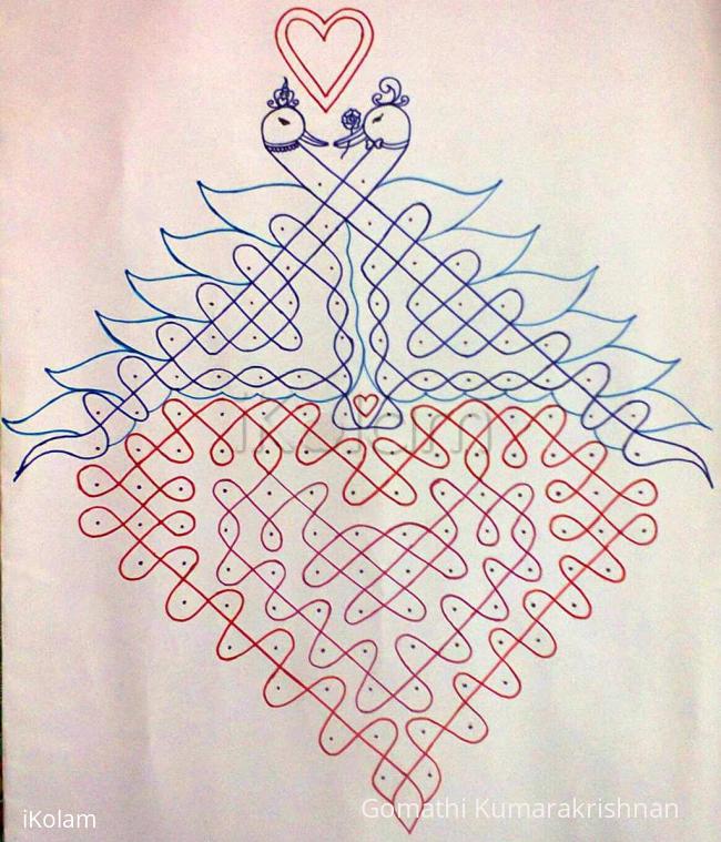 Rangoli: Valetines Day (Hand and Sketch version)