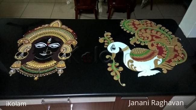 Rangoli: 2017-Navratri-7-Maa Durga and Her Swan Rangoli: 2017-Navratri-7-Maa Durga and Her Swan