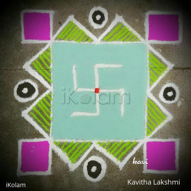 Rangoli: 7×7 centre swasthik kolam Rangoli: 7×7 centre swasthik kolam
