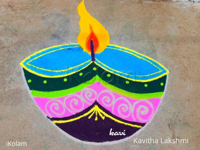 Rangoli: Single colorful Diya Rangoli: Single colorful Diya