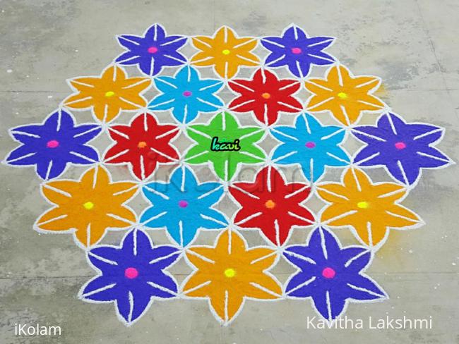 Rangoli: Colorful flowers kolam 