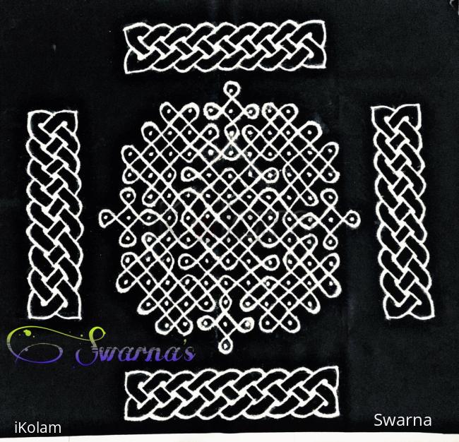 Sikku kolam with Celtic knot border - iKolam