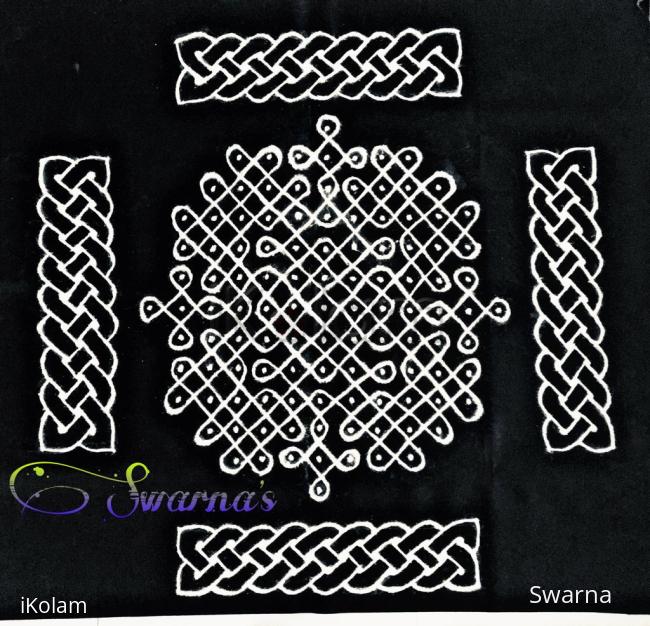 Sikku kolam with Celtic knot border - iKolam