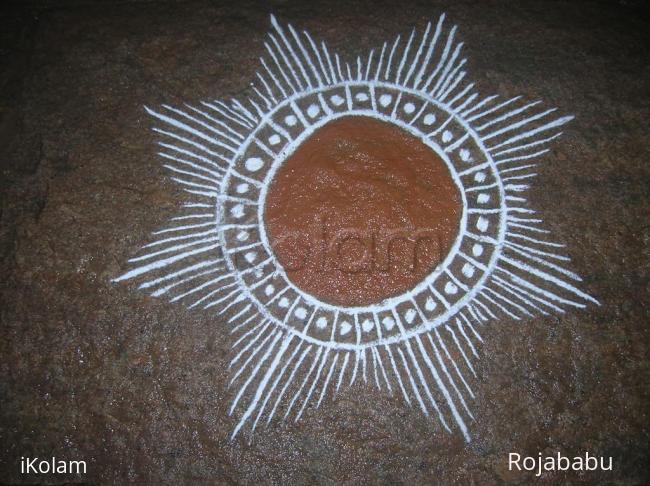 Rangoli: white n kavi