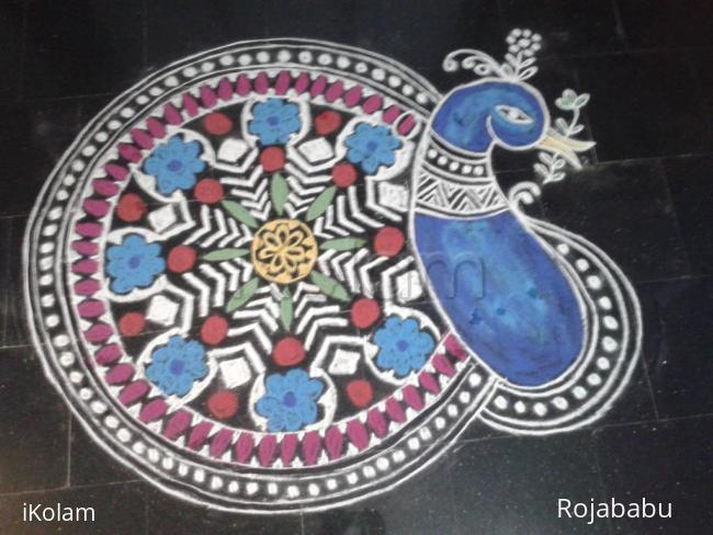 Rangoli: peacock rangoli