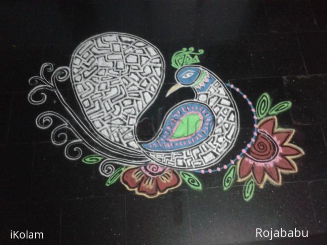 Rangoli: peacock rangoli
