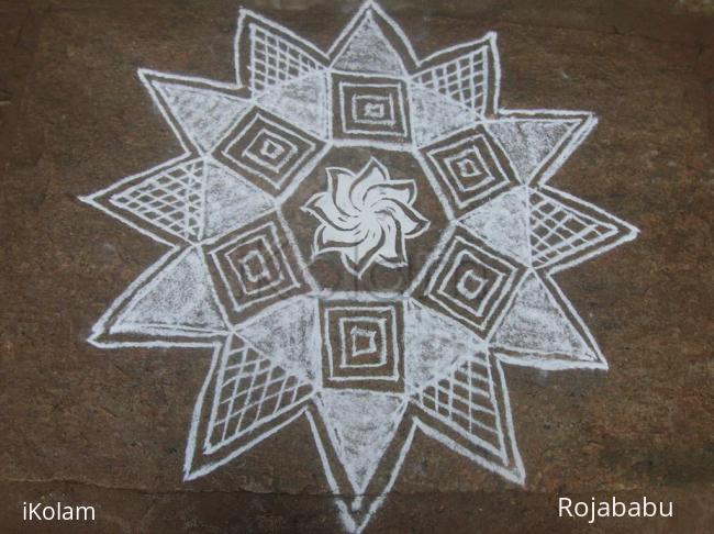 Rangoli: free hand white rangoli2