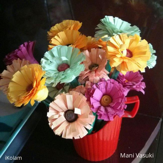 Rangoli: Quilling  flowers 