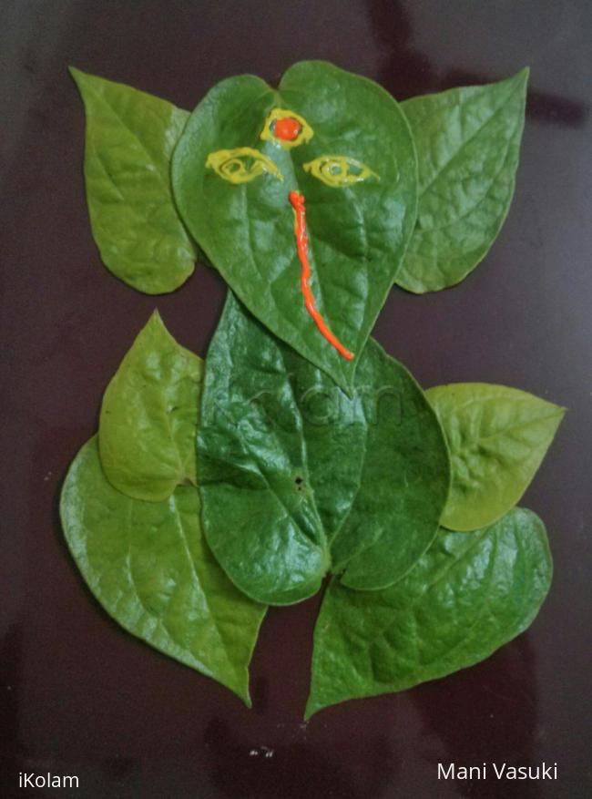 Rangoli: Leaf ganesha 