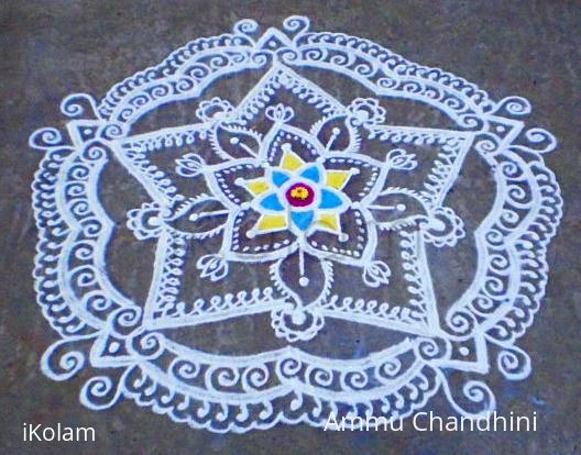 Rangoli: Margazhi  kolam on road-9