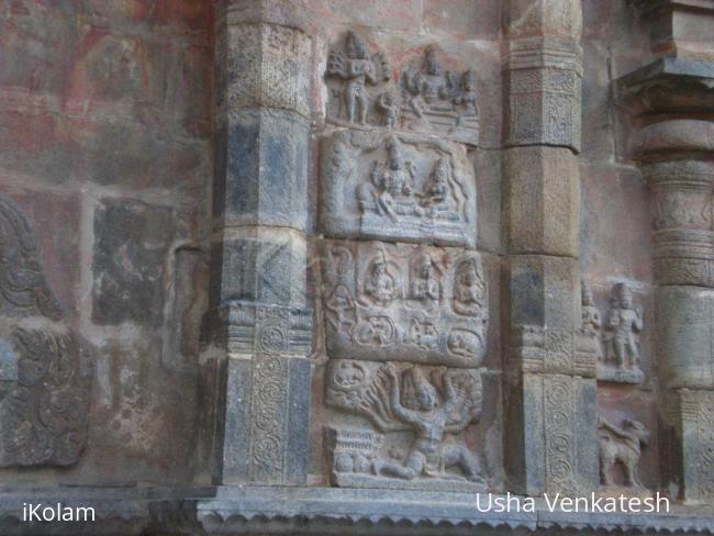 darasuram sculpture - Ravana lifting Mount Kailash.JPG