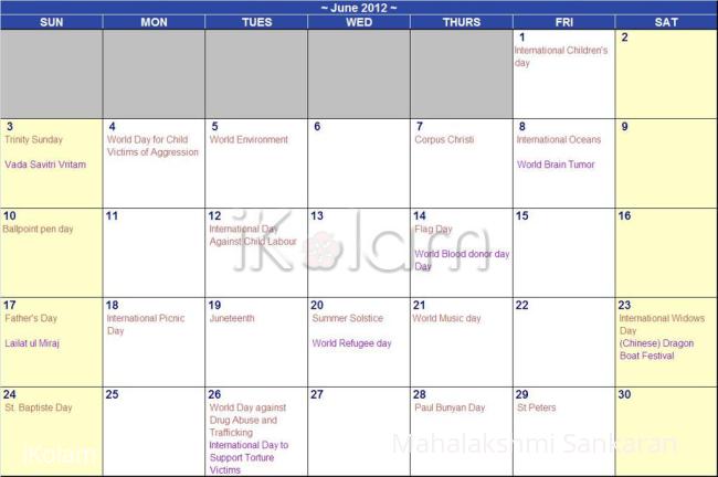 Rangoli: June 2012 Calendar