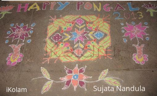 Rangoli: Birds and flowers