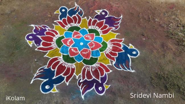 Rangoli: Lotus with bird rangoli Rangoli: Lotus with bird rangoli