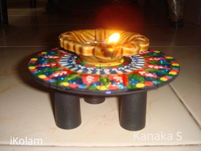 Rangoli: lamp stand--craft work