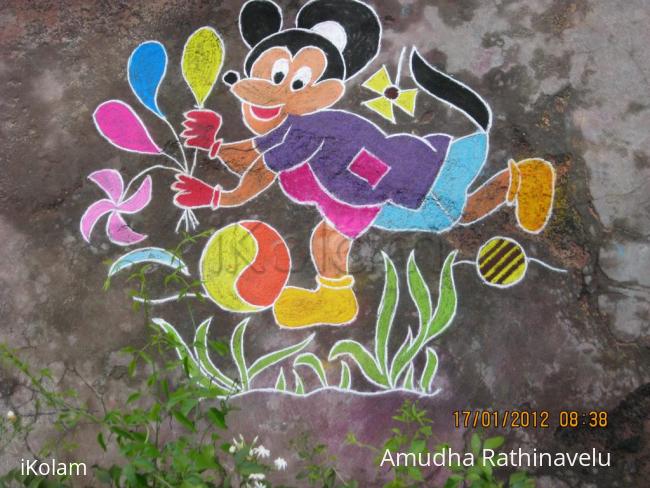 Rangoli: Micky mouse rangoli