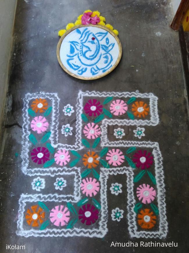 Rangoli: Ganesh with Swastik Rangoli: Ganesh with Swastik