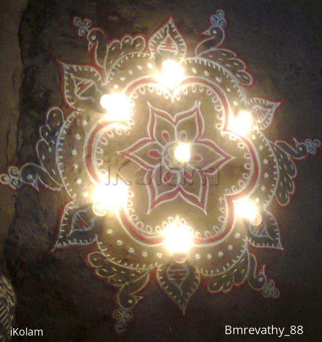 Rangoli: Free Hand Design in Karthigai Deepam Evening
