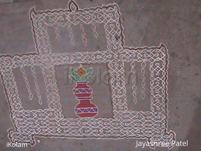 Rangoli: Marriage hall with kalash