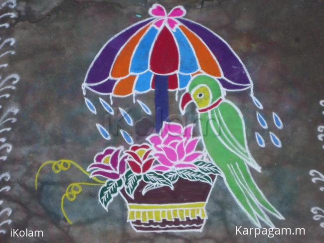 Rangoli: Parrot Kolam