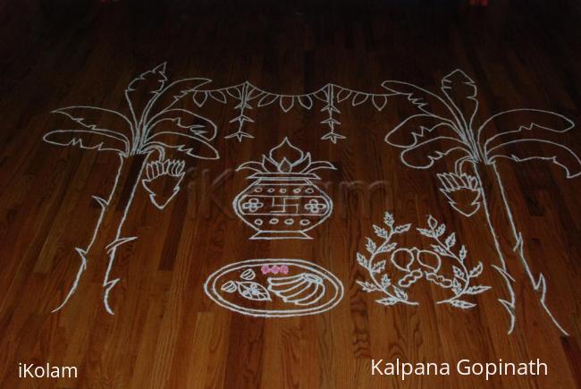 Rangoli: Outline of the Rangoli before coloring