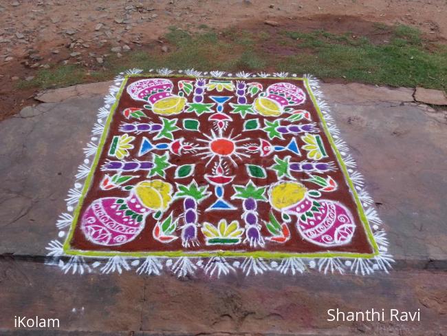 Rangoli: Pongal rangoli- Happy pongal