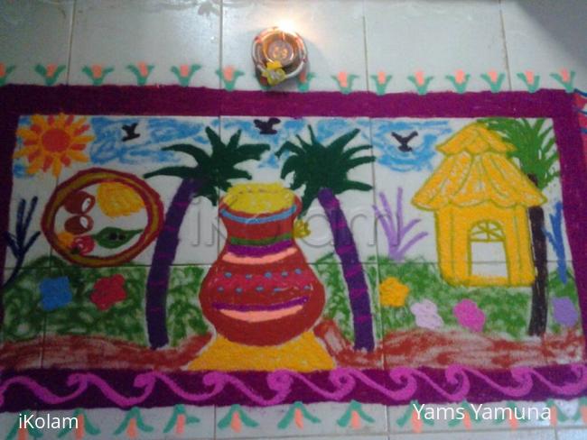 Rangoli: Pongal Day Kolam 2014 - Yams Yamuna