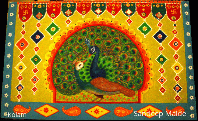 Rangoli: PEACOCK & HEN 