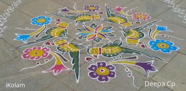Rangoli: Parrot kolam