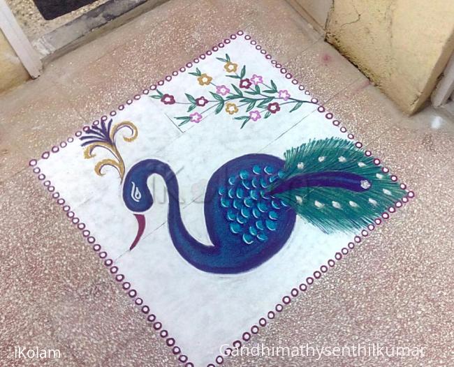 Rangoli: National bird on Diwali Rangoli: National bird on Diwali