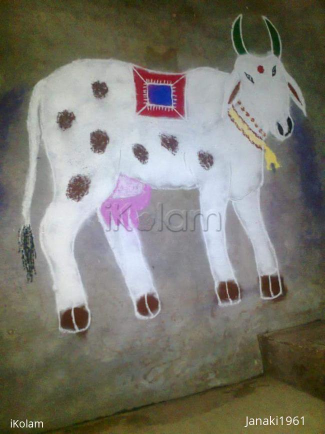 Rangoli: Free hand Rangoli for Mattu pongal Rangoli: Free hand Rangoli for Mattu pongal