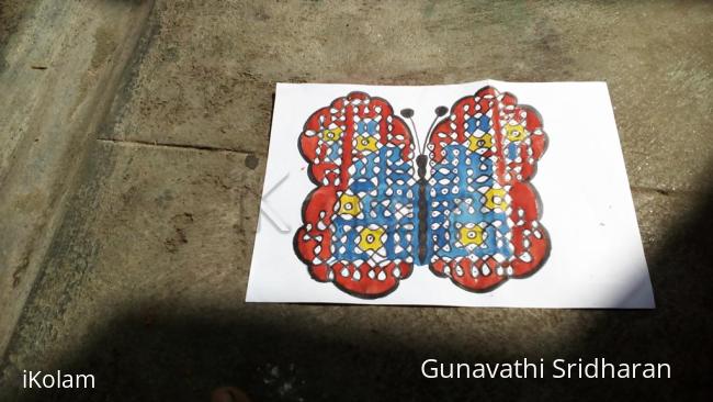 Rangoli: butterfly rangoli with dots
