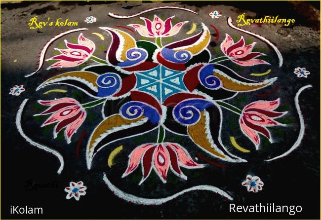 Rangoli: Rev's sangu lotus kolam for friday.