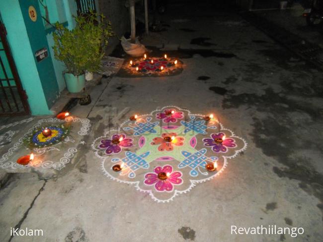 Rangoli: Karthigai Kolam & Deepam decoration