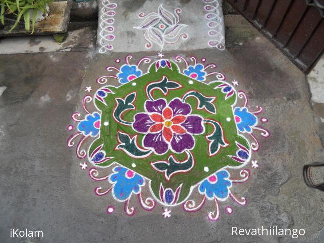 Rangoli: Ram Navami Vazuthukkal. Rangoli for Ram Navami.